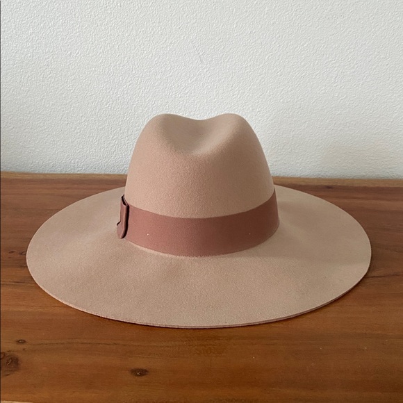 Brixton Joanna neutral felt wool hat wide floppy brim fedora grosgrain ribbon M - Picture 6 of 16